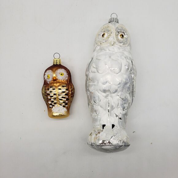 Lot 2 VTG Blown Glass Mercury Owl Christmas Ornaments- Germany & Czech Republic - Picture 1 of 16